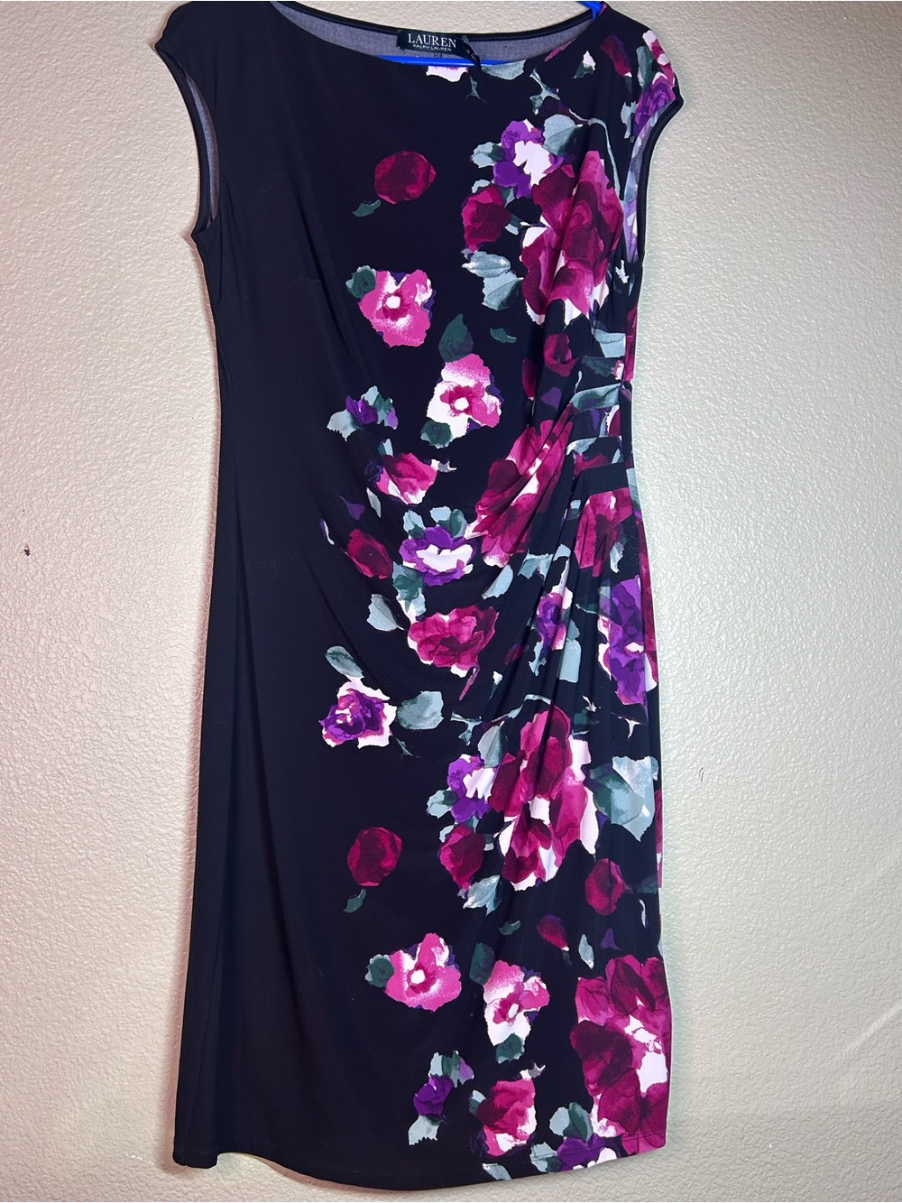 Ralph Lauren Black Dress with Pink & Purple Floral Print
